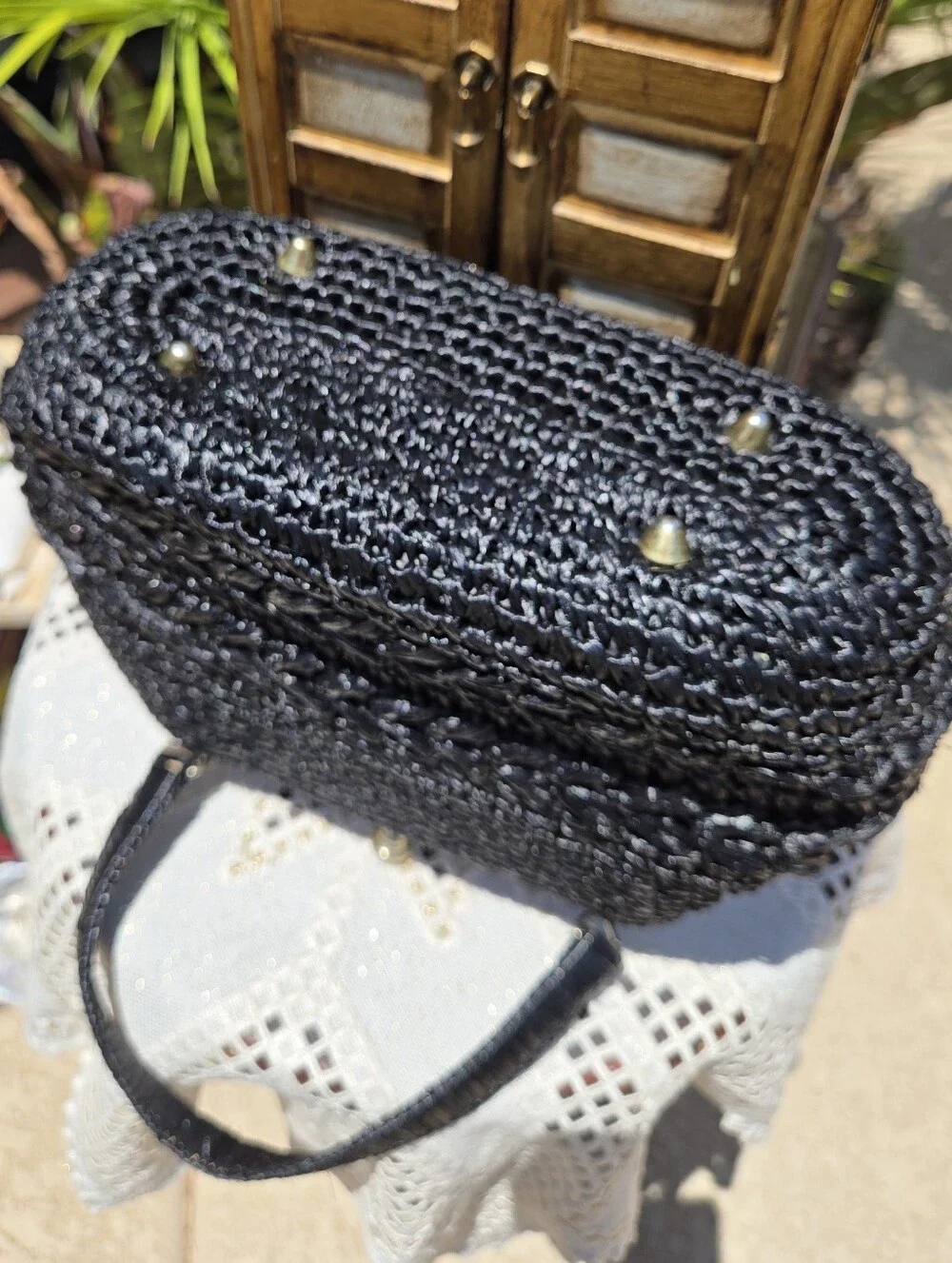 Vintage Dayne Taylor Black Raffia Bag